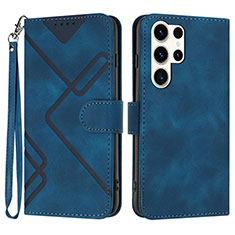 Handytasche Stand Schutzhülle Flip Leder Hülle YX3 für Samsung Galaxy S22 Ultra 5G Blau