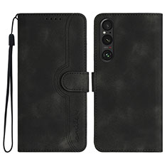 Handytasche Stand Schutzhülle Flip Leder Hülle YX3 für Sony Xperia 1 V Schwarz