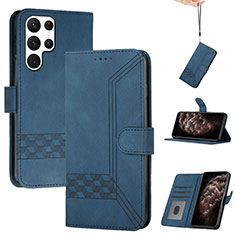 Handytasche Stand Schutzhülle Flip Leder Hülle YX4 für Samsung Galaxy S22 Ultra 5G Blau
