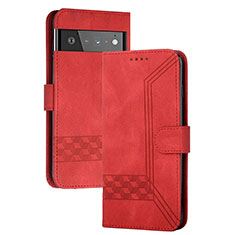 Handytasche Stand Schutzhülle Flip Leder Hülle YX5 für Google Pixel 6 5G Rot