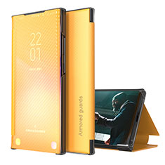 Handytasche Stand Schutzhülle Flip Leder Hülle ZL1 für Samsung Galaxy A02 Gelb