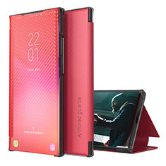 Handytasche Stand Schutzhülle Flip Leder Hülle ZL1 für Samsung Galaxy S22 Ultra 5G Rot