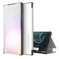 Handytasche Stand Schutzhülle Flip Leder Hülle ZL1 für Samsung Galaxy S22 Ultra 5G Silber