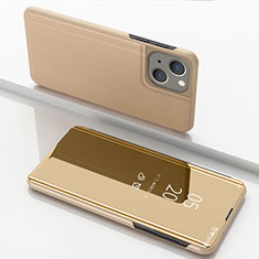 Handytasche Stand Schutzhülle Flip Leder Rahmen Spiegel Tasche für Apple iPhone 14 Plus Gold