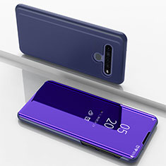 Handytasche Stand Schutzhülle Flip Leder Rahmen Spiegel Tasche für LG K61 Violett