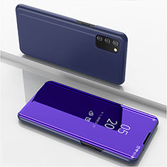 Handytasche Stand Schutzhülle Flip Leder Rahmen Spiegel Tasche für Samsung Galaxy A03s Violett