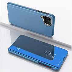 Handytasche Stand Schutzhülle Flip Leder Rahmen Spiegel Tasche für Samsung Galaxy A22 4G Blau