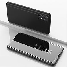 Handytasche Stand Schutzhülle Flip Leder Rahmen Spiegel Tasche für Samsung Galaxy A72 5G Schwarz