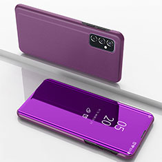 Handytasche Stand Schutzhülle Flip Leder Rahmen Spiegel Tasche für Samsung Galaxy M23 5G Violett