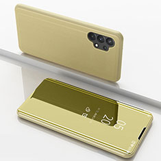 Handytasche Stand Schutzhülle Flip Leder Rahmen Spiegel Tasche für Samsung Galaxy M32 5G Gold