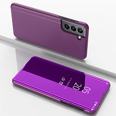 Handytasche Stand Schutzhülle Flip Leder Rahmen Spiegel Tasche für Samsung Galaxy S23 Plus 5G Violett