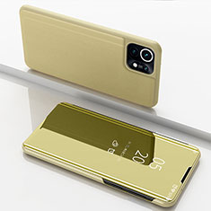 Handytasche Stand Schutzhülle Flip Leder Rahmen Spiegel Tasche für Xiaomi Mi 11 Lite 5G Gold