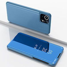 Handytasche Stand Schutzhülle Flip Leder Rahmen Spiegel Tasche für Xiaomi Mi 11 Lite 5G NE Blau