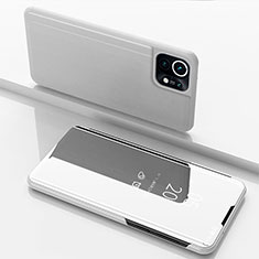 Handytasche Stand Schutzhülle Flip Leder Rahmen Spiegel Tasche für Xiaomi Mi 11 Lite 5G Silber