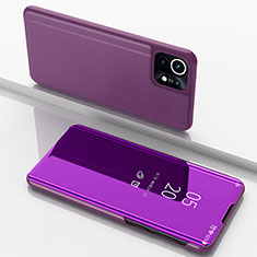 Handytasche Stand Schutzhülle Flip Leder Rahmen Spiegel Tasche für Xiaomi Mi 11 Lite 5G Violett