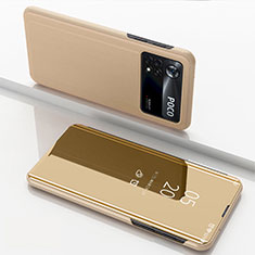 Handytasche Stand Schutzhülle Flip Leder Rahmen Spiegel Tasche für Xiaomi Poco X4 Pro 5G Helles Lila