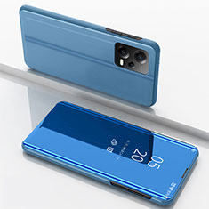 Handytasche Stand Schutzhülle Flip Leder Rahmen Spiegel Tasche für Xiaomi Poco X5 5G Blau