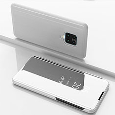 Handytasche Stand Schutzhülle Flip Leder Rahmen Spiegel Tasche für Xiaomi Redmi 10X Pro 5G Silber