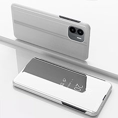Handytasche Stand Schutzhülle Flip Leder Rahmen Spiegel Tasche für Xiaomi Redmi A2 Silber