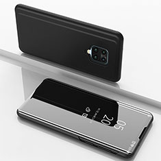 Handytasche Stand Schutzhülle Flip Leder Rahmen Spiegel Tasche für Xiaomi Redmi Note 9S Schwarz