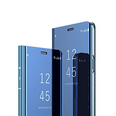 Handytasche Stand Schutzhülle Flip Leder Rahmen Spiegel Tasche L01 für Apple iPhone 12 Mini Blau