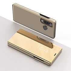 Handytasche Stand Schutzhülle Flip Leder Rahmen Spiegel Tasche L01 für Samsung Galaxy A9 (2018) A920 Gold