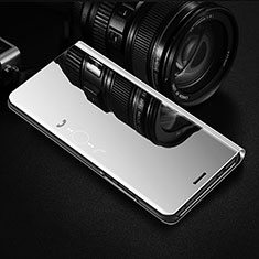 Handytasche Stand Schutzhülle Flip Leder Rahmen Spiegel Tasche L01 für Xiaomi Mi 10T 5G Silber