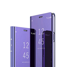 Handytasche Stand Schutzhülle Flip Leder Rahmen Spiegel Tasche L02 für Realme C15 Violett