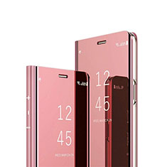 Handytasche Stand Schutzhülle Flip Leder Rahmen Spiegel Tasche L02 für Xiaomi Redmi 9 Rosegold