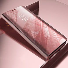 Handytasche Stand Schutzhülle Flip Leder Rahmen Spiegel Tasche L03 für Samsung Galaxy A50S Rosegold