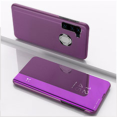 Handytasche Stand Schutzhülle Flip Leder Rahmen Spiegel Tasche L04 für Samsung Galaxy A21 European Violett