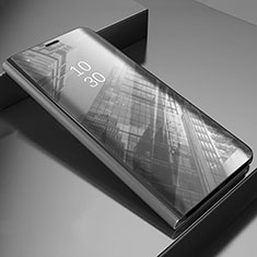 Handytasche Stand Schutzhülle Flip Leder Rahmen Spiegel Tasche L04 für Samsung Galaxy M23 5G Silber