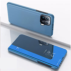 Handytasche Stand Schutzhülle Flip Leder Rahmen Spiegel Tasche L04 für Xiaomi Mi 11 Pro 5G Blau