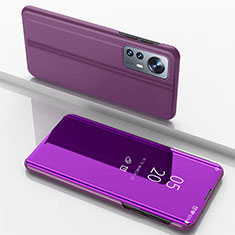 Handytasche Stand Schutzhülle Flip Leder Rahmen Spiegel Tasche L04 für Xiaomi Mi 12 Pro 5G Violett