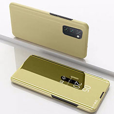 Handytasche Stand Schutzhülle Flip Leder Rahmen Spiegel Tasche M02 für Huawei Honor V30 5G Gold