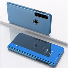 Handytasche Stand Schutzhülle Flip Leder Rahmen Spiegel Tasche QH1 für Huawei P40 Lite E Blau