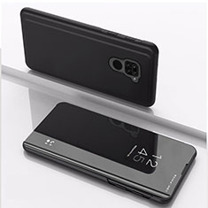 Handytasche Stand Schutzhülle Flip Leder Rahmen Spiegel Tasche QH1 für Xiaomi Redmi 10X 4G Schwarz