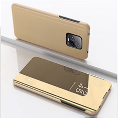 Handytasche Stand Schutzhülle Flip Leder Rahmen Spiegel Tasche QH1 für Xiaomi Redmi 10X Pro 5G Gold