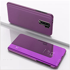 Handytasche Stand Schutzhülle Flip Leder Rahmen Spiegel Tasche QH1 für Xiaomi Redmi 9 Prime India Violett