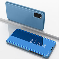 Handytasche Stand Schutzhülle Flip Leder Rahmen Spiegel Tasche ZL1 für Samsung Galaxy A41 Blau