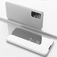 Handytasche Stand Schutzhülle Flip Leder Rahmen Spiegel Tasche ZL1 für Samsung Galaxy A52 4G Silber