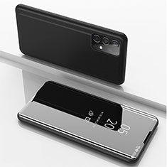 Handytasche Stand Schutzhülle Flip Leder Rahmen Spiegel Tasche ZL1 für Samsung Galaxy A52 5G Schwarz