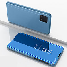 Handytasche Stand Schutzhülle Flip Leder Rahmen Spiegel Tasche ZL1 für Samsung Galaxy M60s Blau