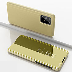 Handytasche Stand Schutzhülle Flip Leder Rahmen Spiegel Tasche ZL1 für Samsung Galaxy M80S Gold
