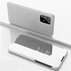 Handytasche Stand Schutzhülle Flip Leder Rahmen Spiegel Tasche ZL1 für Samsung Galaxy M80S Silber