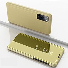 Handytasche Stand Schutzhülle Flip Leder Rahmen Spiegel Tasche ZL1 für Samsung Galaxy S20 5G Gold