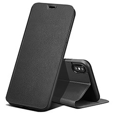 Handytasche Stand Schutzhülle Leder für Apple iPhone X Schwarz