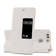 Handytasche Stand Schutzhülle Leder für Huawei P9 Weiß