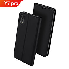 Handytasche Stand Schutzhülle Leder für Huawei Y7 Pro (2019) Schwarz