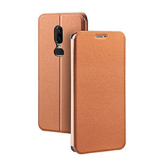 Handytasche Stand Schutzhülle Leder für OnePlus 6 Orange